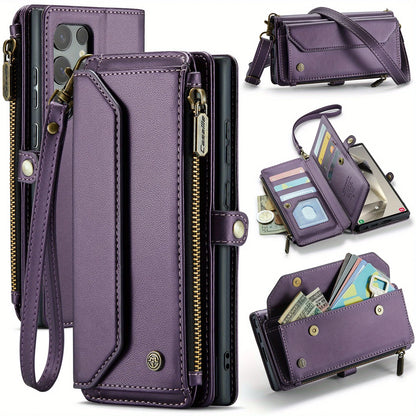 for iPhone Air/17/17 Pro/17 ProMax Case Wallet RFID Blocking with 7-Card Holder Zipper Bills,Wristlet Shoulder Strap Wallet Case