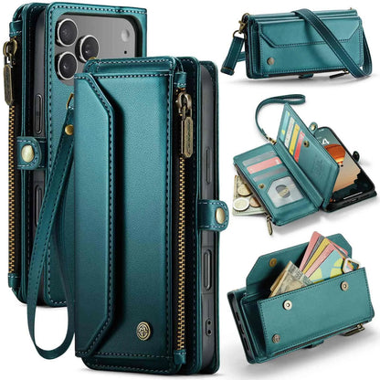for iPhone Air/17/17 Pro/17 ProMax Case Wallet RFID Blocking with 7-Card Holder Zipper Bills,Wristlet Shoulder Strap Wallet Case