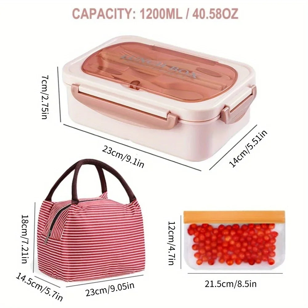 1 bento lunch box set with portable compartment design | portable lunch box / student lunch box