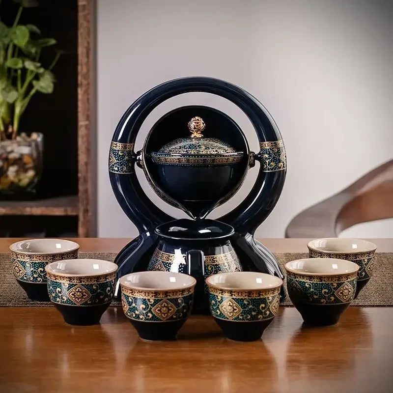 BloomBrew™ – Rotating Ceramic Tea Set for Effortless Elegance 🍵