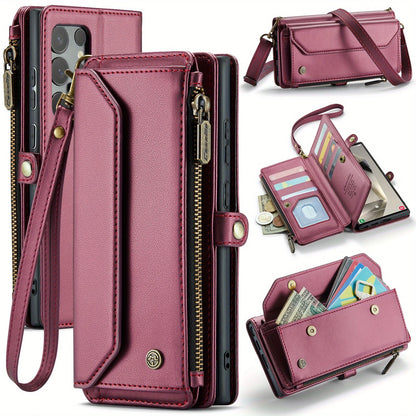 for iPhone Air/17/17 Pro/17 ProMax Case Wallet RFID Blocking with 7-Card Holder Zipper Bills,Wristlet Shoulder Strap Wallet Case