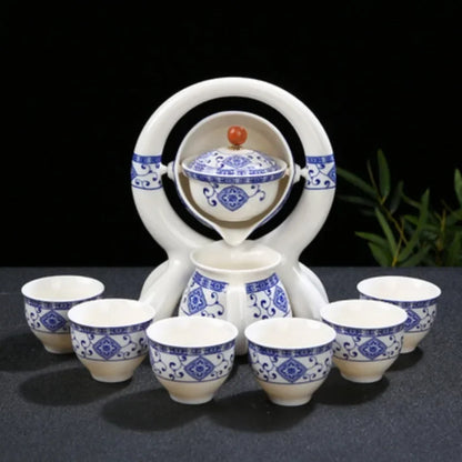 BloomBrew™ – Rotating Ceramic Tea Set for Effortless Elegance 🍵