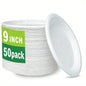 50-Pack 9-Inch Food-Grade Disposable Dinner Plates - Convenient Leak-Proof & Microwave-Safe for Picnics Parties Daily Takeout