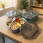 3-Compartment Stainless Steel Japanese Style Lunch Box – Portable Bento Tiffin Box with Spoon